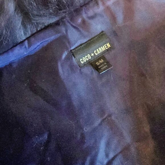 COCO+CARMEN Angora Fur Vest Women S/M Navy Lined full Zip Front Sleeveless - Picture 10 of 15